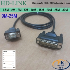 Cáp chuyển DB9 đực sang DB25 đực cho máy in màu PLC DB9M to DB25M dài 1M đến 30M