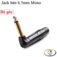 Đầu hàn jack 6.5mm stereo bẻ góc (90°) mạ vàng – Vỏ kim loại, dùng cho cáp 3–6mm