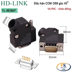 Đầu Jack Hàn COM DB9 Bẻ Góc 45 Độ Chân Đồng Vỏ Ốp Nhựa HD-Link YL-963M/F Cao Cấp