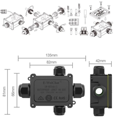 Hộp Nối Điện Chống Nước 4 Ngả chia 2 phía IP68 E-Weichat EW-M2068S-4T Chính Hãng