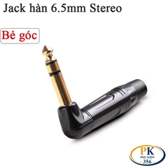 Đầu hàn jack 6.5mm mono bẻ góc (90°) mạ vàng – Vỏ kim loại, dùng cho cáp 3–6mm