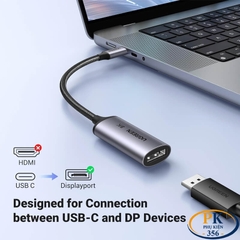 Cáp chuyển USB-C to Displayport 1.4 Ugreen 15575 MM130, hỗ trợ 8K60Hz 4K240Hz 2K240Hz HDR