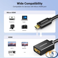Cáp chuyển Micro HDMI sang HDMI 2.0 4K@60Hz chính hãng Ugreen 20134 dài 15Cm cao cấp