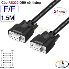 Dây cáp RS232 DB9 nối thẳng 2 đầu cái female - female 24AWG vỏ PVC cao cấp dài 0.5M-40M