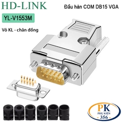 Đầu jack hàn VGA chuẩn DB15 3 hàng chân đồng vỏ ốp kim loại HD-Link YL-V1553M/F cao cấp