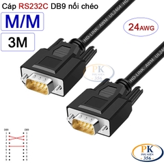 Dây cáp RS232C DB9 nối chéo 2 đầu đực male - male Null Modem 24AWG vỏ PVC cao cấp 0.5M-40M