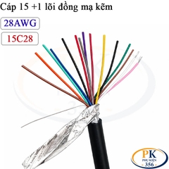 Dây Cáp Điều Khiển 15+1 Lõi Đồng Mạ Kẽm 28AWG 15C28 Chống Nhiễu Dùng Cho RS232, RS485