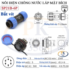 Đầu Nối Điện Chống Nước Lắp Mặt Bích SP21B Chuẩn IP68 2 Đến 12 Lõi Bắt Vít Dùng Cho Dây 7 Đến 12mm