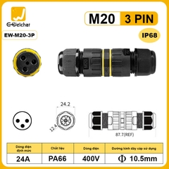 Đầu Cút Nối Dây Điện Chống Nước IP68 Eweichat EW-M20 Cho Dây Ø 10mm