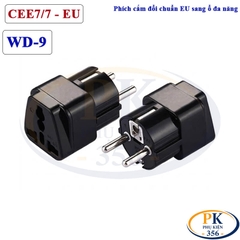 Phích Cắm Chuyển Đổi 2 Chân EU Schuko Sang Ổ Cắm Đa Năng WD-9 2500W