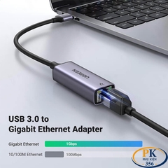 Cáp Chuyển USB 3.0 to LAN Gigabit 1Gbps Ugreen 50922 CM209 Chipset AX88179 Vỏ Nhôm Màu Ghi