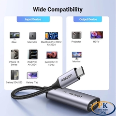 Cáp chuyển USB-C to Displayport 1.4 Ugreen 15575 MM130, hỗ trợ 8K60Hz 4K240Hz 2K240Hz HDR