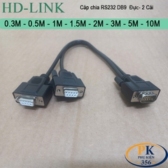 Dây cáp chia COM DB9 RS232 Đực sang 2 cổng cái dài 0.3M, 0.5M, 1M, 1.5M, 2M, 3M, 5M, 10M – HD-Link DIY 28AWG cao cấp
