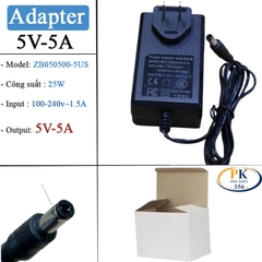 Bộ Nguồn DC Adapter 5V-5A ZB050500-5US – Jack DC 5.5×2.5mm, Dây 1.5M