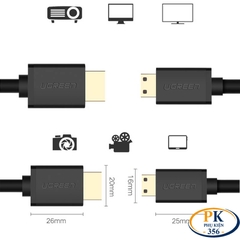 Cáp Mini HDMI to HDMI 2.0 dài 1,5m hỗ trợ 4K@60Hz Ugreen 11167 HD108