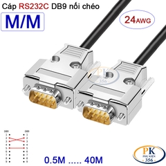 Dây cáp RS232C DB9 nối chéo 2 đầu đực Null Modem 24AWG vỏ thép cao cấp 0.5M-40M