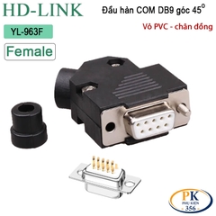 Đầu Jack Hàn COM DB9 Bẻ Góc 45 Độ Chân Đồng Vỏ Ốp Nhựa HD-Link YL-963M/F Cao Cấp