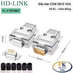 Đầu jack hàn VGA chuẩn DB15 3 hàng chân đồng vỏ ốp kim loại HD-Link YL-V1553M/F cao cấp