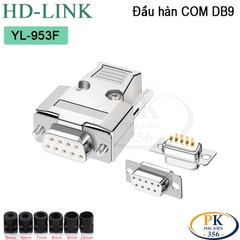Đầu hàn DB9 chân đồng vỏ thép HD-Link YL-953M/F - Đầu nối RS232 DB9 chất lượng cao - DB9 connector