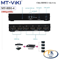 Bộ chia HDMI 2 vào 4 ra Full HD 1080P có điều khiển MT-VIKI MT-HD2-4 - Switch HDMI 2 ra 4