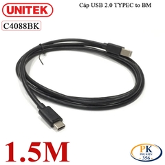 Dây Cáp Máy In USB 2.0 Type-C Sang USB Type-B Unitek C4088BK – Dùng Cho Máy In, Sound Card, MIDI