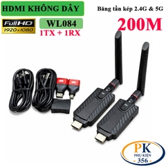 Bộ Chia HDMI Không Dây 1 Ra 2 WL084 200m 1080P60Hz Băng Tần Kép 2.4G/5G