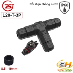 Đầu Cút Nối Chia Dây Điện Chống Nước IP68 3 Ngả Chữ T ZSJ L20T-2P Dùng Cho Dây 2.5mm²