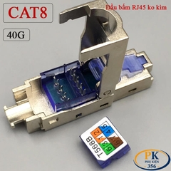 Đầu Bấm Mạng RJ45 Cat8 Tool Free Không Cần Kìm, Vỏ Kim Loại Chống Nhiễu 40Gbps/2000MHz chuẩn công nghiệp