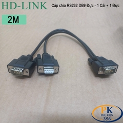 Dây cáp chia COM DB9 RS232 Đực sang 2 cổng đực cái dài 0.3M, 0.5M, 1M, 1.5M, 2M, 3M, 5M, 10M – HD-Link DIY 28AWG cao cấp
