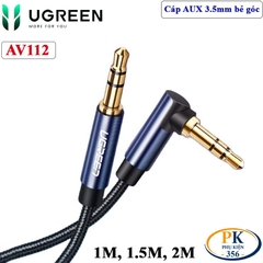 Dây Audio AUX 3.5mm bẻ góc Ugreen AV112 dài 1M 1.5M 2M Dây Bọc Lưới Cao Cấp