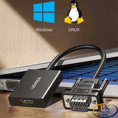 Cáp chuyển VGA audio sang HDMI full HD CM269 chính hãng Ugreen 50945 dài 15CM