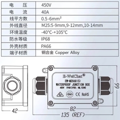 Hộp Nối Điện Chống Nước 2 Ngả IP68 E-Weichat EW-M2068S-2T Chính Hãng