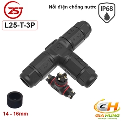 Đầu Cút Chia Dây Điện Chống Nước IP68 3 Ngả Chữ T ZSJ L25-T Dùng Cho Dây 2–5 Lõi Chính Hãng