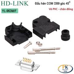 Đầu Jack Hàn COM DB9 Bẻ Góc 45 Độ Chân Đồng Vỏ Ốp Nhựa HD-Link YL-963M/F Cao Cấp