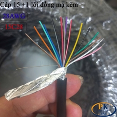 Dây Cáp Điều Khiển 15+1 Lõi Đồng Mạ Kẽm 28AWG 15C28 Chống Nhiễu Dùng Cho RS232, RS485