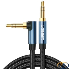 Dây Audio AUX 3.5mm bẻ góc Ugreen AV112 dài 1M 1.5M 2M Dây Bọc Lưới Cao Cấp