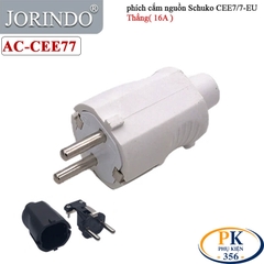 Phích Cắm Nguồn 2 Chân EU CEE 7/7 Schuko 250V-16A chính hãng JORINDO AC-CEE77 - Bẻ góc