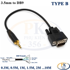 Cáp RS232 chuyển 3.5mm sang DB9 cái serial type B dài 0.3M đến 10M DB9 female to 3.5mm male