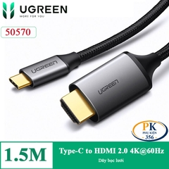 Cáp chuyển USB Type-C sang HDMI 2.0 chuẩn 4K@60Hz MM142 chính hãng Ugreen 50570 dài 1.5M