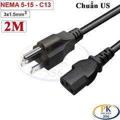Dây Nguồn Máy Tính C13 3 chân Chuẩn US Mỹ Lõi Đồng 3x1.5mm² An Toàn, Bền Bỉ- đầu NEMA 5-15