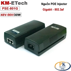 Bộ nguồn Adapter POE injecter 48V-56V 60W Gigabit chuẩn IEE802.3at/af KM-Etech PSE801G