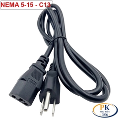 Dây Nguồn Máy Tính C13 NEMA 5-15 Chuẩn US | Lõi Đồng 3x1.0mm² An Toàn, Bền Bỉ