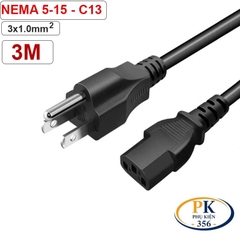 Dây Nguồn Máy Tính C13 NEMA 5-15 Chuẩn US | Lõi Đồng 3x1.0mm² An Toàn, Bền Bỉ
