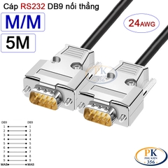 Dây cáp RS232 DB9 nối thẳng 2 đầu đực male - male 24AWG vỏ thép cao cấp dài 0.5M-40M
