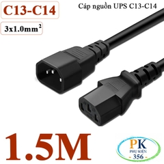 Dây Cáp nguồn IEC320 C13 C14 3x1.0mm² 10A 250V – Dây nối dài UPS, PC, PDU 0.5M - 10M