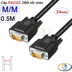 Dây cáp RS232C DB9 nối chéo 2 đầu đực male - male Null Modem 24AWG vỏ PVC cao cấp 0.5M-40M