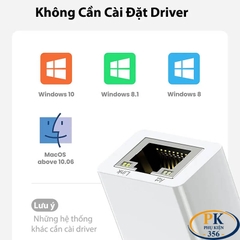 Cáp Chuyển USB 3.0 to LAN 1Gbps Ugreen 20255 CR111 Chipset AX88179 (Màu Trắng)