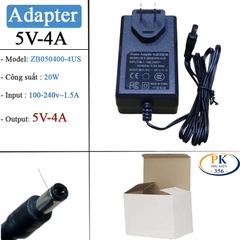 Bộ Nguồn DC Adapter 5V-4A ZB050400-4US – Jack DC 5.5×2.5mm, Dây 1.5M