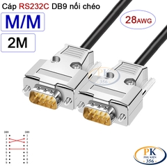 Dây cáp RS232C DB9 nối chéo 2 đầu đực Null Modem 28AWG vỏ thép dài 0.5M-40M