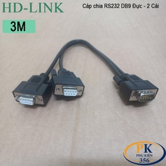 Dây cáp chia COM DB9 RS232 Đực sang 2 cổng cái dài 0.3M, 0.5M, 1M, 1.5M, 2M, 3M, 5M, 10M – HD-Link DIY 28AWG cao cấp